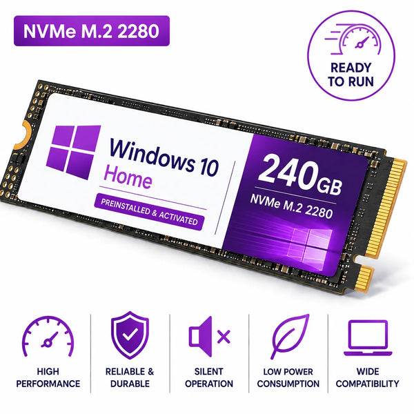 NVMe M.2 SSD Preinstalled with Windows 10 Home PCIe 2280 240GB 480GB 1TB 2TB